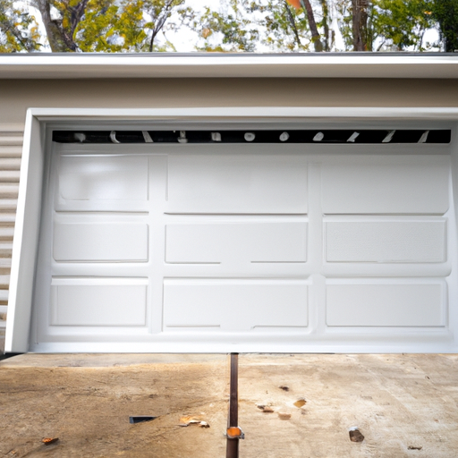 Insulated steel garage door on a Montvale, NJ home with visible weatherstripping and threshold.
