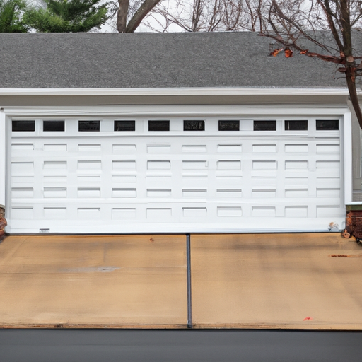 Modern closed residential garage door in Montvale, NJ showing weatherstripping and a threshold seal on an overcast day.